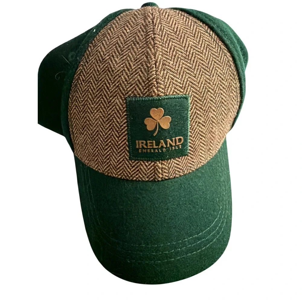 Traditional Craftwear Ireland Emerald Isle Green Wool Herringbone Baseball Hat